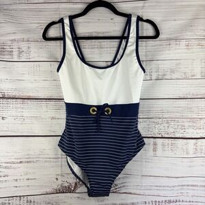Jets Australia By Jessika Allen Sz 10 One Piece Nautical Eyelet Tank Swim NWT